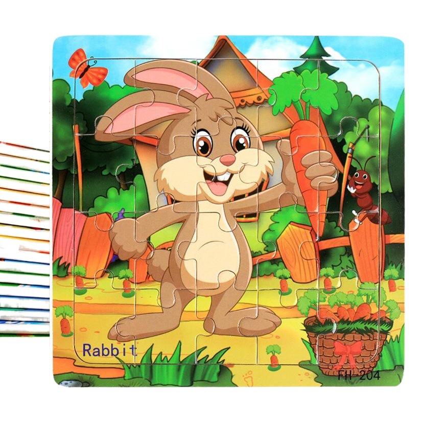 Picture of 20 Pieces of Wooden Kidsren's Intellectual Toys, Wooden Puzzles, Cartoon Animals, Street Stall Toys, Factory Direct Supply