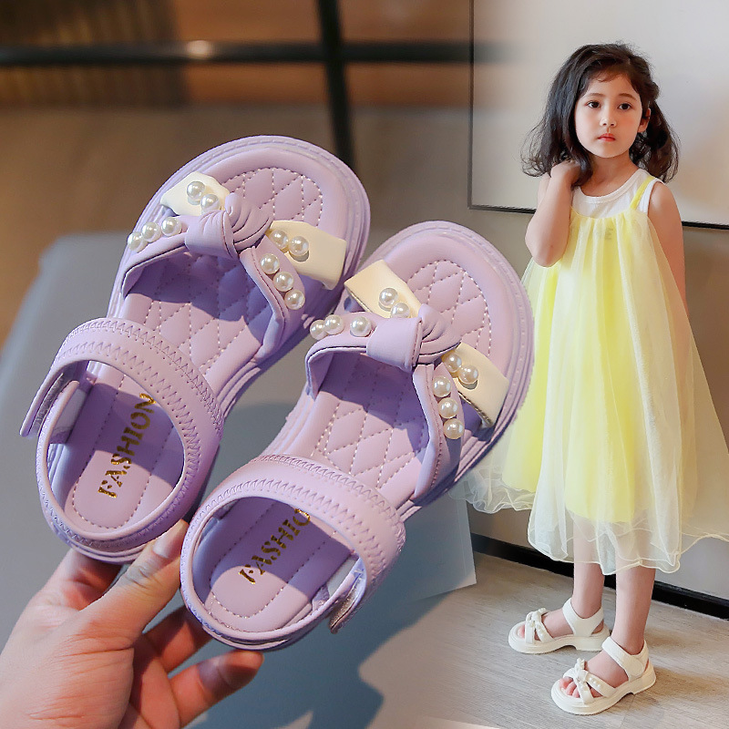 Girls' Sandals 2025 Non-slip Spring and Summer New Children's Princess Shoes Large Children's Soft-soled Western Style Girls' Beach Sandals