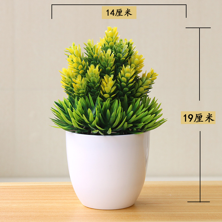 Picture of Sakura Snowball Simulated Plant Potted Grass Ball Bonsai Small Tree Home Decoration Flower Ornament Creative Mini Small Round Ball