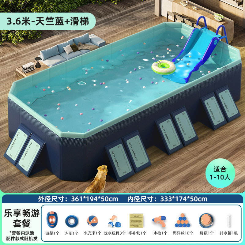 Picture of Circle Qi Swimming Pool Thickened Wear-resistant Inflatable Swimming Pool Outdoor Non-inflatable Foldable Paddling Pool Children's Household Pool