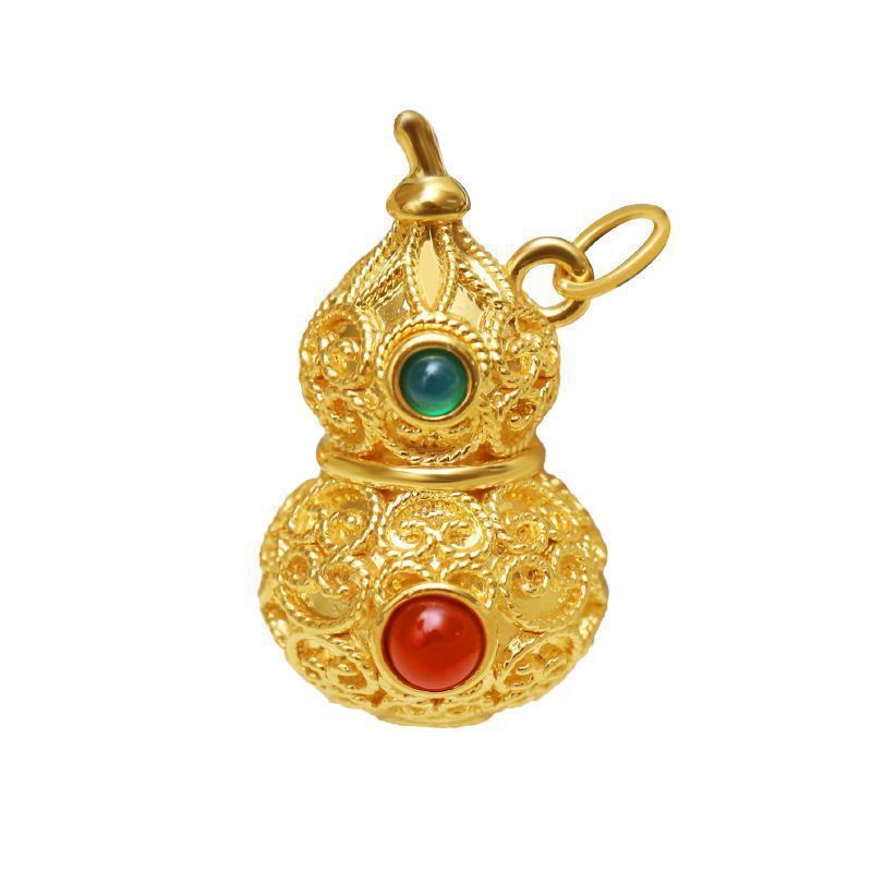 Picture of Qianxin Jewelry 18K Gold Gourd Pendant Au750 Hollow Ancient Style Palace Gourd Jewelry Accessory National Style Gourd