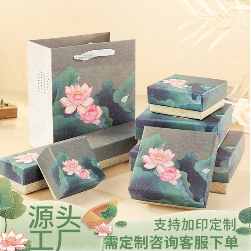 Bracelet packaging box to give people empty box high sense hibiscus sachet gift box antique jewelry box custom in stock wholesale