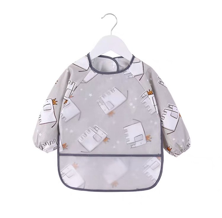 Picture of Baby Eating Smock Waterproof and Anti-Dirty Little Girl Bib Kidsren's Long-Sleeved Reverse Dressing Autumn and Winter Baby Male Protective Clothing