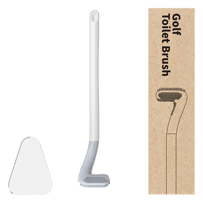 Xiangjia New Golf Toilet Brush Soft Rubber Long Handle No Dead Angle Toilet Brush Self-opening and Cclosing Leak-proof Water Belt Base