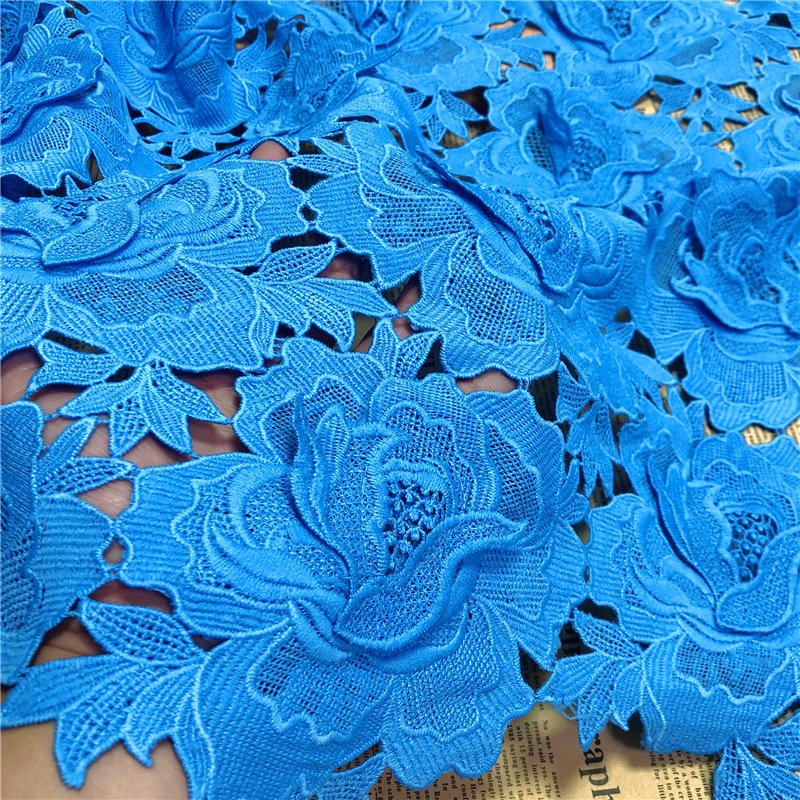New Polyester Fabric Wholesale Water-Soluble Lace Embroider Milk Silk Lace Fabric Full-Width Clothing Accessories Lace