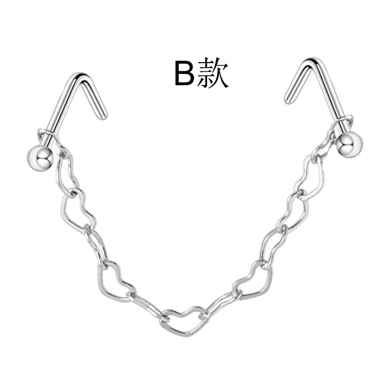 Picture of Stainless steel nose ring nose nail nose chain Amazon new nose chain puncture jewelry nose chain