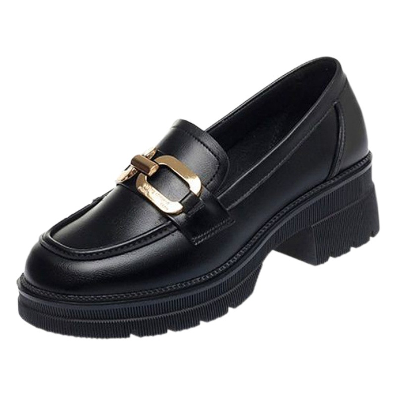Loafers Women's New Small Leather Shoes 2024 Spring and Summer Waterproof Platform British Style Low-top Japanese Flat Patent Leather Single-layer Shoes