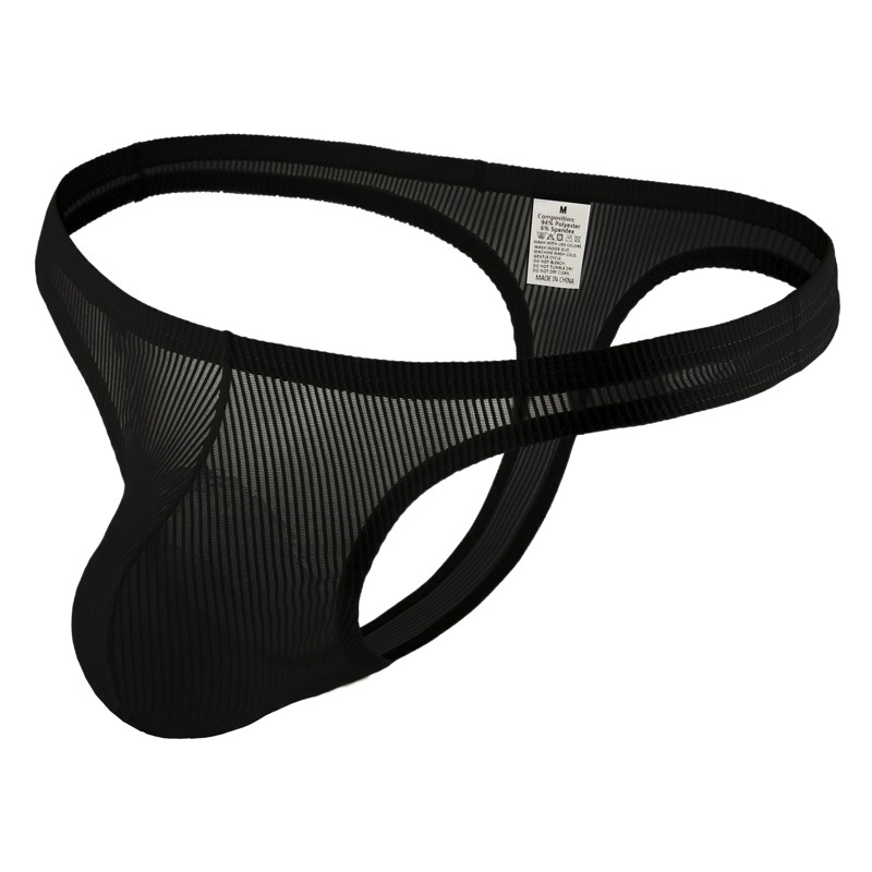 Cross-border Amazon spot transparent pinstripe Bag Men's thong temptation sexy men's underwear T pants B635