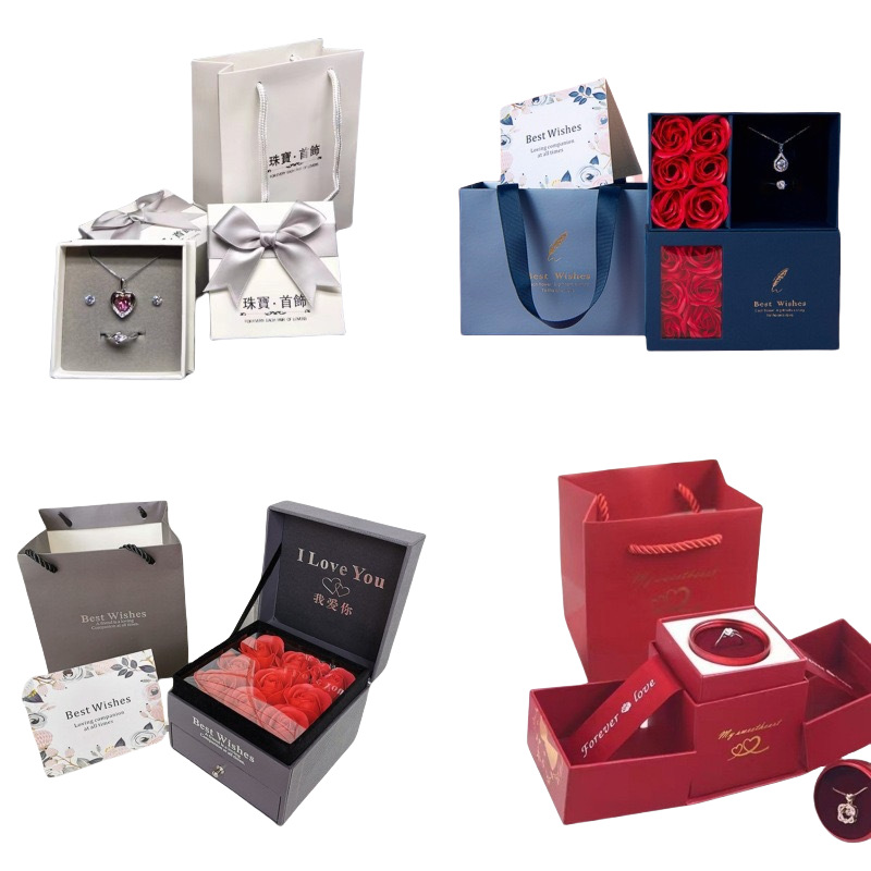 Bow Jewelry Box, Rose Gift Box, Silver Polishing Cloth, Certificate, Handbag, Necklace, Bracelet, Ring (Single Shot Will Not Be Sent)