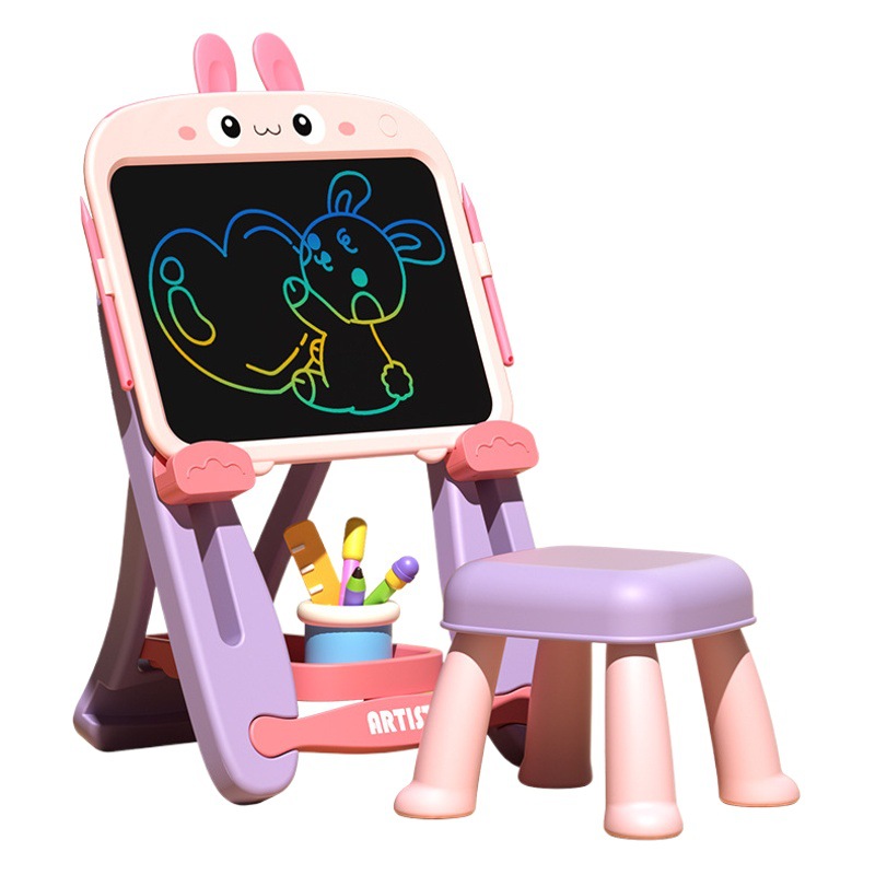 Children's Liftable Drawing Board Toy Colorful Lcd Drawing Board 15inch with Chair Early Education Kidsren's Drawing Board Easel Set
