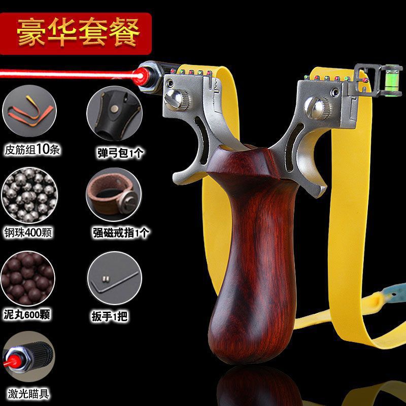 Picture of New Aluminum Alloy Hunter Slingshot Adult Outdoor Combat Great Power Stainless Steel Hunter Elephant Flat Leather Bow