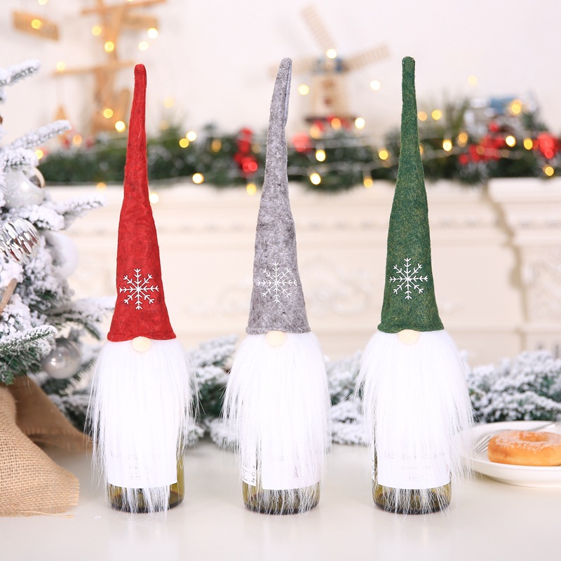 New Creative Nordic Santa Claus Wine Set Plush Wine Bottle Set Christmas Champagne Decorative Wine Bag Wholesale