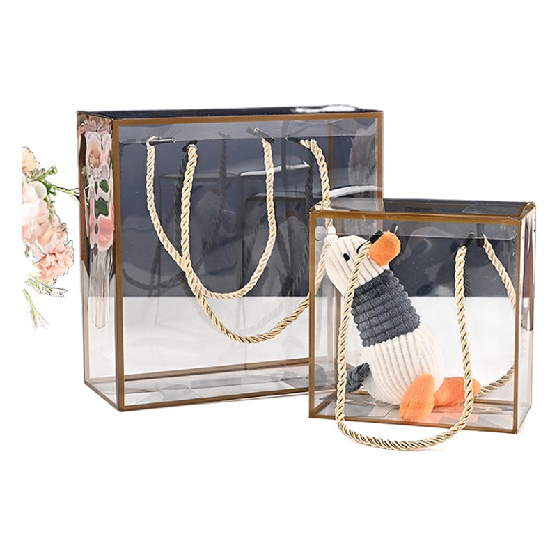 Picture of pvc portable gift box pet transparent packaging box christmas pingan fruit snowflake crisp packing box transparent plastic box