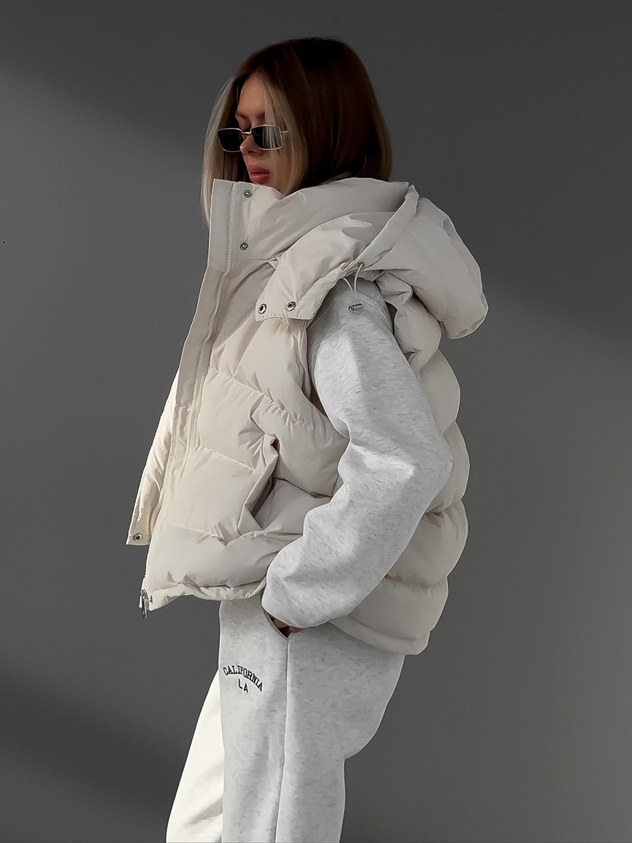 Picture of Cross-Border Cotton Vest European and American 2025 Autumn and Winter New Trendy Sexy Outer Sleeveless Hooded down Cotton Jacket