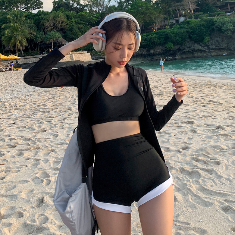 South Korea diving suit conservative swimsuit warm slimming long sleeve women's surfing split jellyfish sun protection swimsuit swimwear