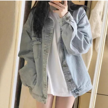 Picture of Japanese and Korean Style Super Hot Denim Short Coat Women's Short Spring New Long Sleeve Slim-fit Hooded Jacket Student Top