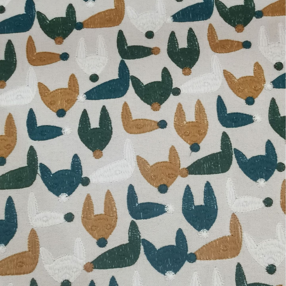 Picture of Manufacturers supply thick linen cotton embroidered Japanese heavy industry Fox embroidered cloth fashion bag handmade women's clothing fabric
