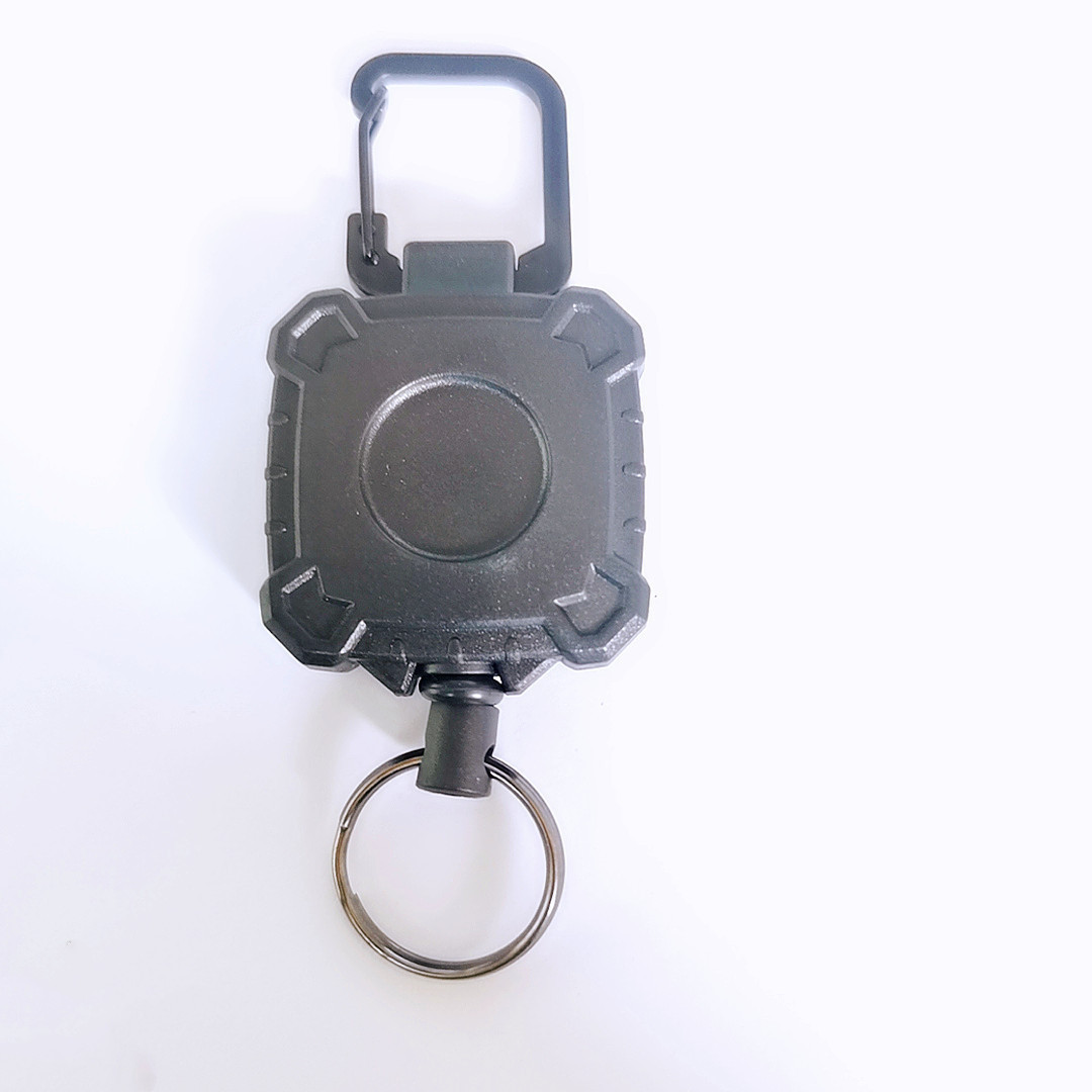 Picture of Cross-border black heavy-duty easy-pull buckle anti-theft steel wire rope retractable mountaineering keychain outdoor ABS square buckle LOOG
