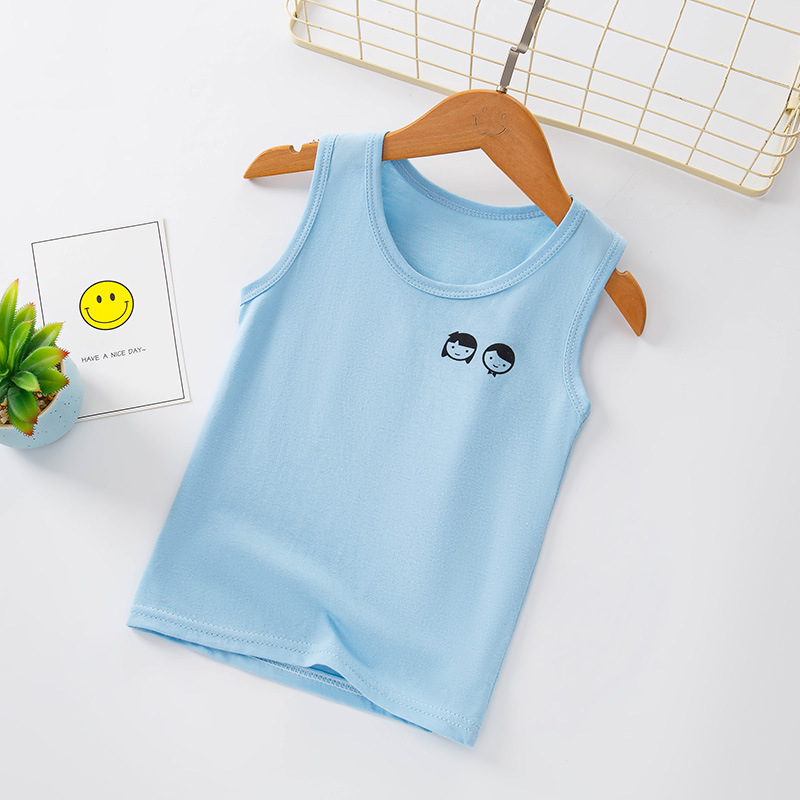 Picture of New Children's I-shaped Vest Cotton Casual Base Shirt Sweat-absorbent Solid Color Children's Multi-color Vest for Summer