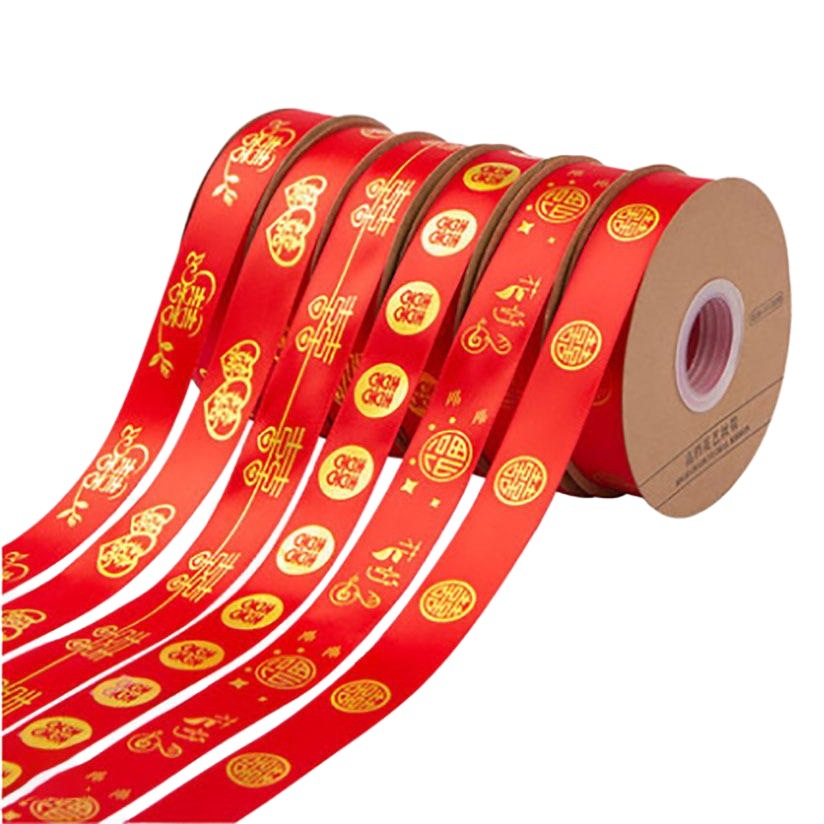 Red Bronzing Festive Ribbon Ribbon Decorative Ribbon Fortune Ribbon Car Ribbon Holiday Gift Box Flower Package