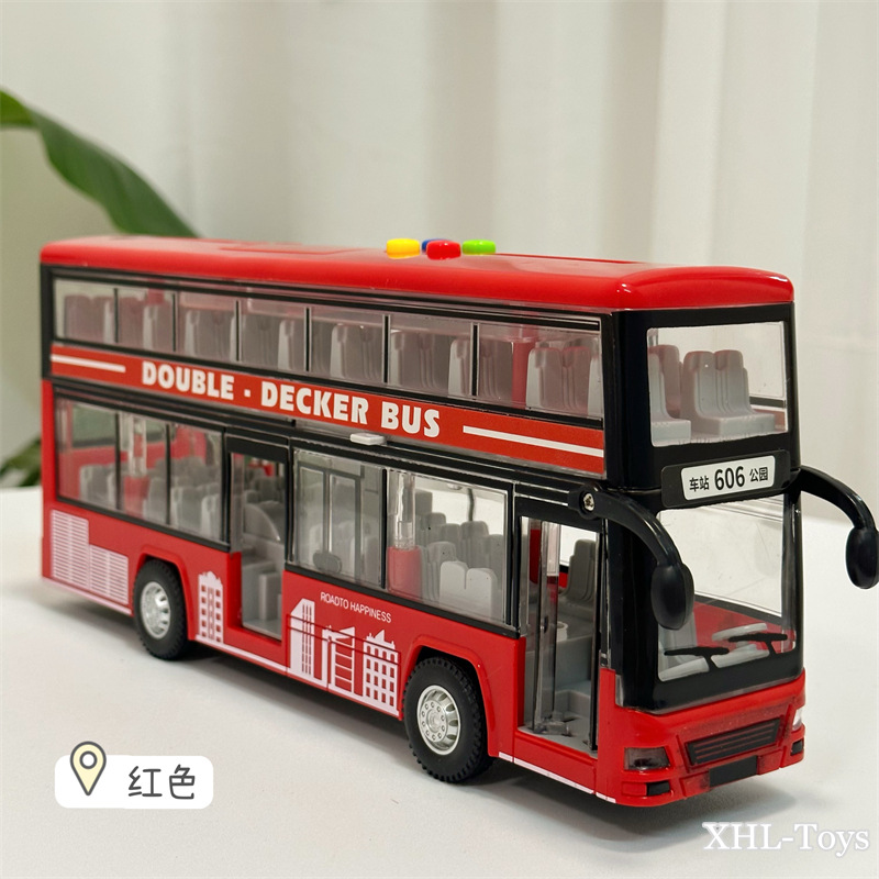 Picture of Children's Inertia Bus Light Sound Can Tell Stories Double-Decker Bus Bus Travel Creative Bus Toy