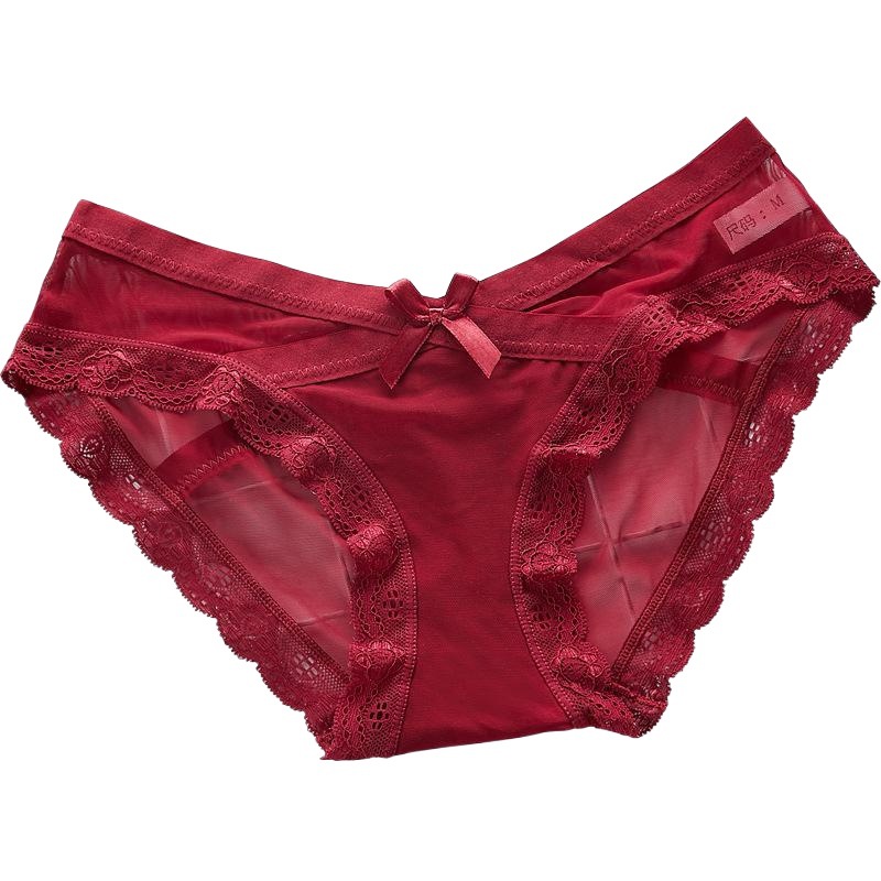 Ultra-thin Women's Underwear Sexy Lace Women's Summer Seamless New Style Mesh Low Waist Fun Large Size Girl's Bow