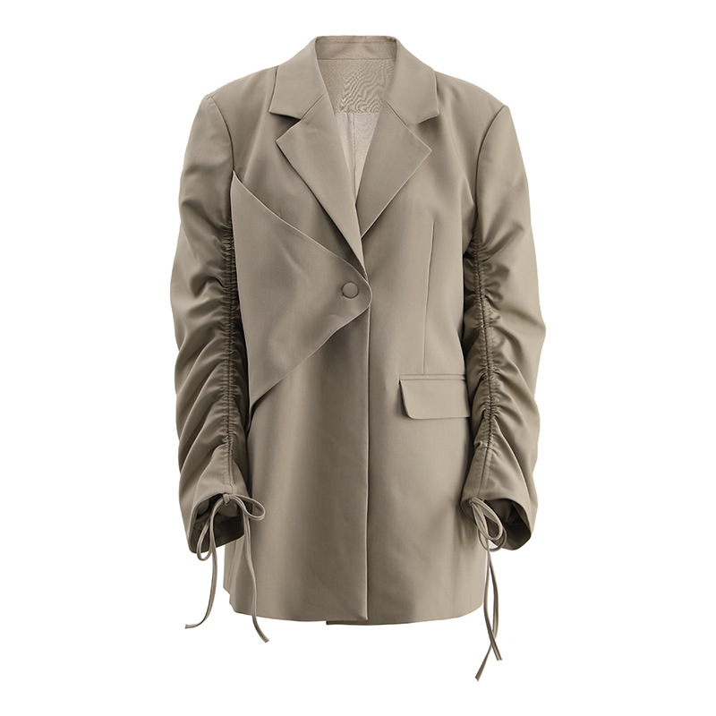 24 European and American Style New Women's Suit Jacket Autumn New Drawstring Design Sense Niche Elegant Loose Suit Tide