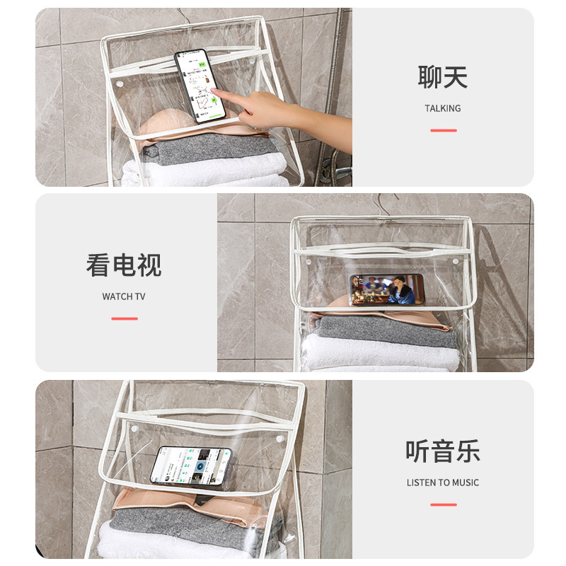 Picture of Bathroom Waterproof Hanging Bag for Bathing, Clothes and Towel Storage Hanging Bag, Bathroom Wall-Mounted Intimates Storage Bag