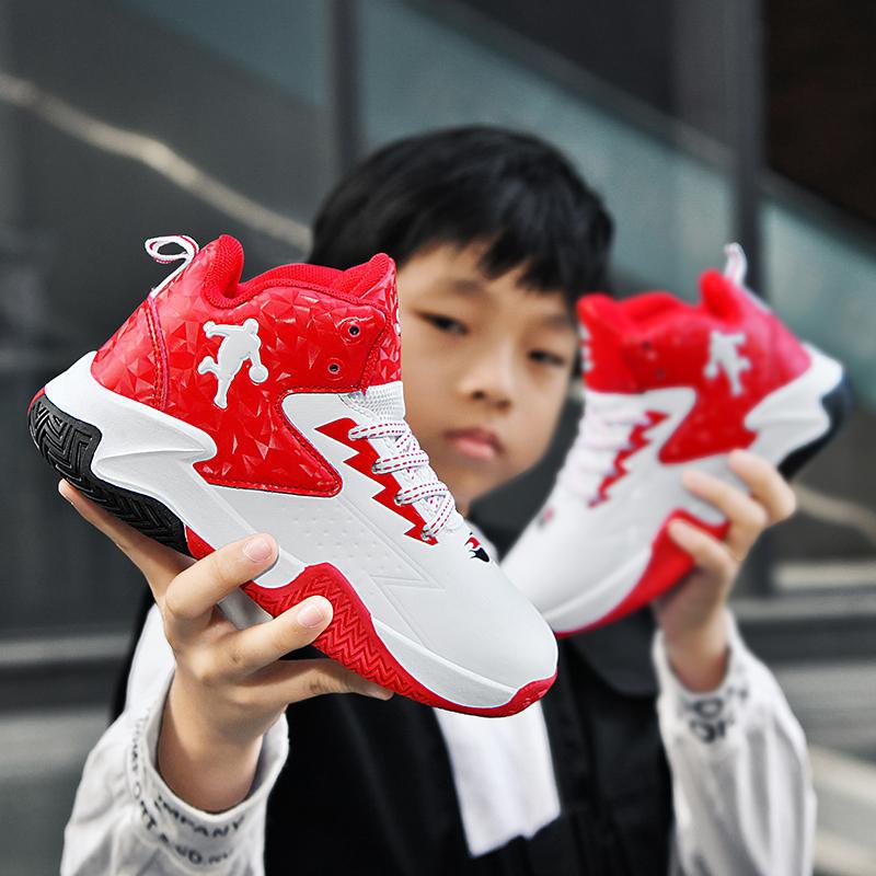 Children's Basketball Shoes Men's Spring New Boys' sneaker Junior High School Students Middle and Big Children's Sneakers Leather Noodles for Foreign Trade