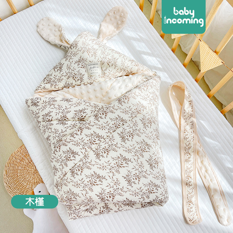 Picture of Baby hugging quilt big rabbit ears newborn bag swaddling baby delivery room small quilt available in four seasons