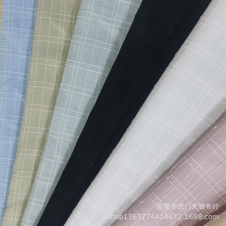 Woven Polyester Chiffon Plaid Fabric Polyester Composite Silk Lilac Plaid Jacquard Fabric Fashion Women's Dress Material