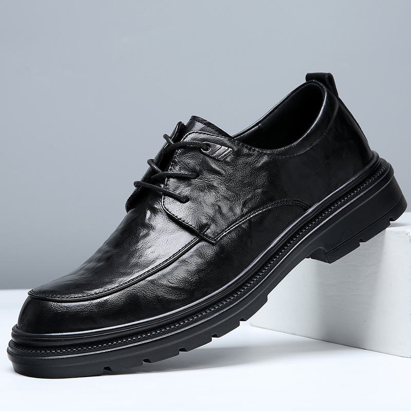 High-end Men's Leather Shoes Soft Sole Dress Business 2025 New Genuine Leather Hollow Breathable Casual Groom Wedding Shoes for Men
