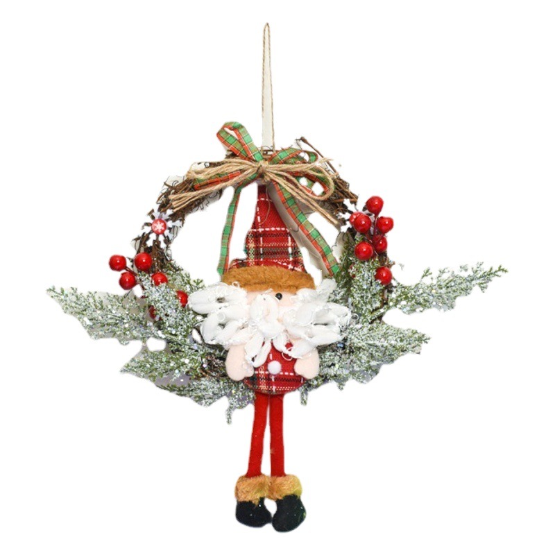 Christmas double clock Garland pine needle Garland door pendant Christmas Snow White Garland shopping mall window holiday decorations
