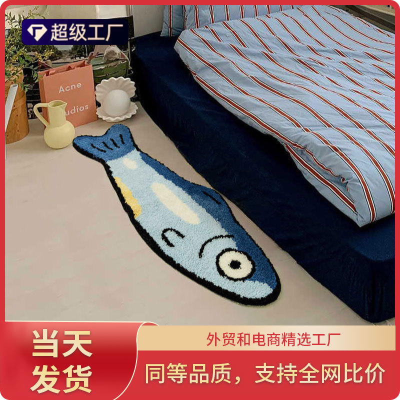 A generation of children's room cartoon flocking bedside blanket simple bathroom non-slip door mat absorbent tufted carpet
