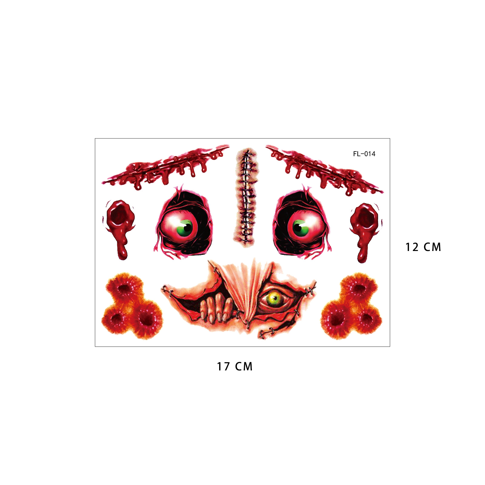 Picture of European and American cross-border hot sale Halloween funny face tattoo stickers masquerade dead dead face stickers tattoo stickers