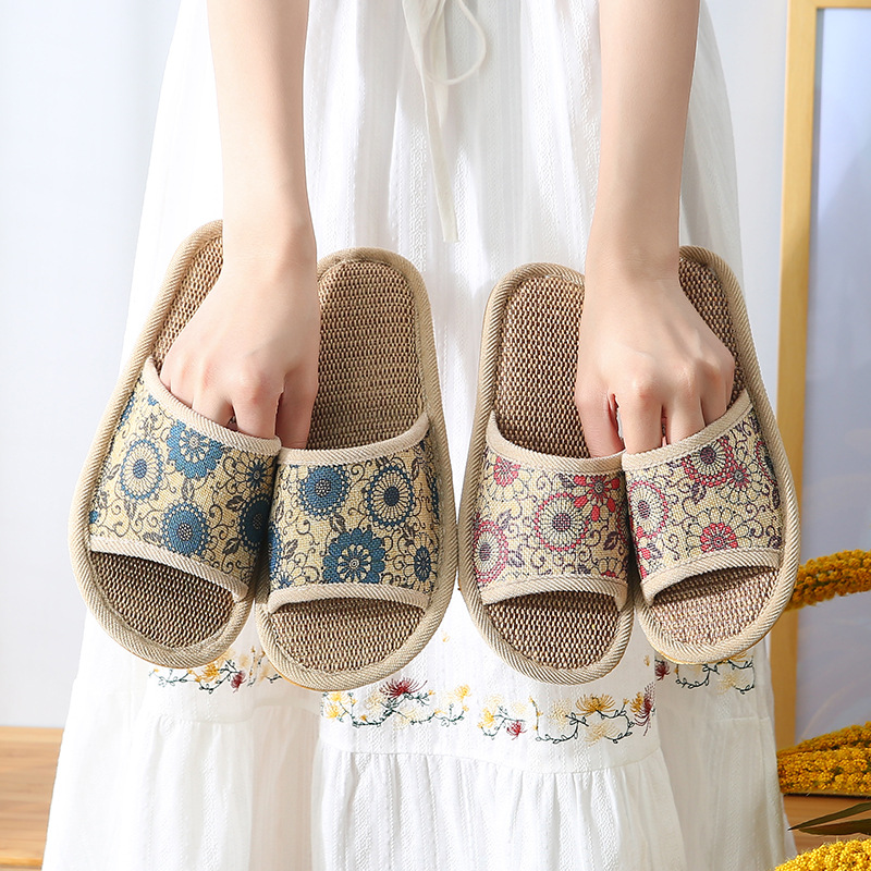 Linen non-slip couple Four Seasons slippers sewing shoes in stock couple men's slippers women's indoor floor mute wear-resistant men