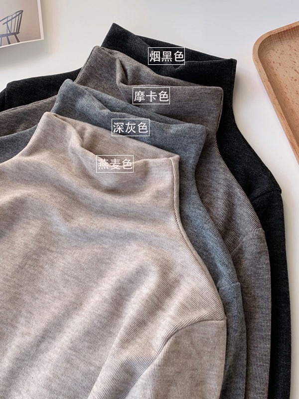 Women's half turtleneck bottoming shirt sweater autumn and winter western style inner wear slim slimming solid color long sleeve sweater all-matching top