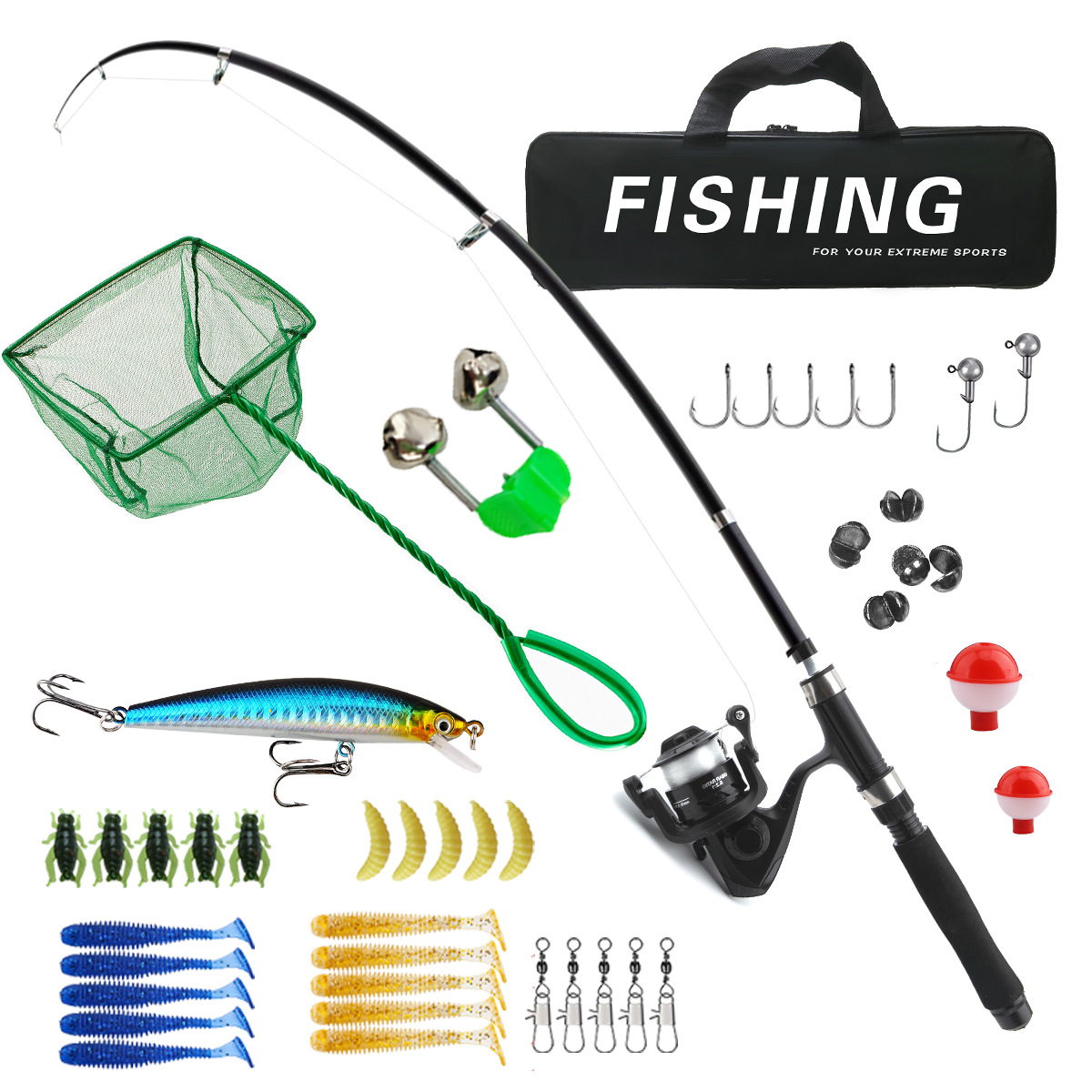 Luya suit 1.8m portable long-distance straight handle sea fishing cocked bass fishing gear cross-border wholesale a generation of hair
