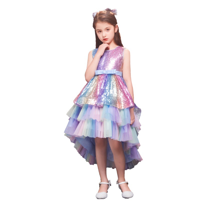 Children's clothing Princess dress dress children's catwalk dress children's wedding dress host sequin tail tutu skirt dress