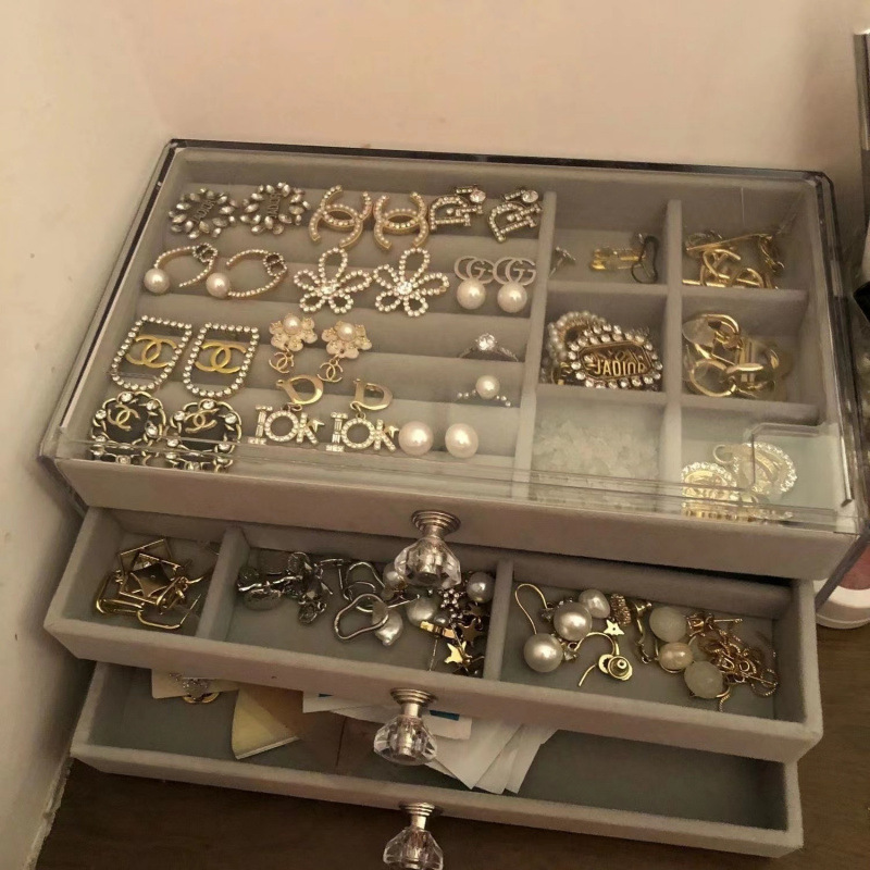 Jewelry Storage Box with Lid Earrings Earrings Storage Box Jewelry Dustproof Earrings Earrings Earrings Earrings Sorting Jewelry Box