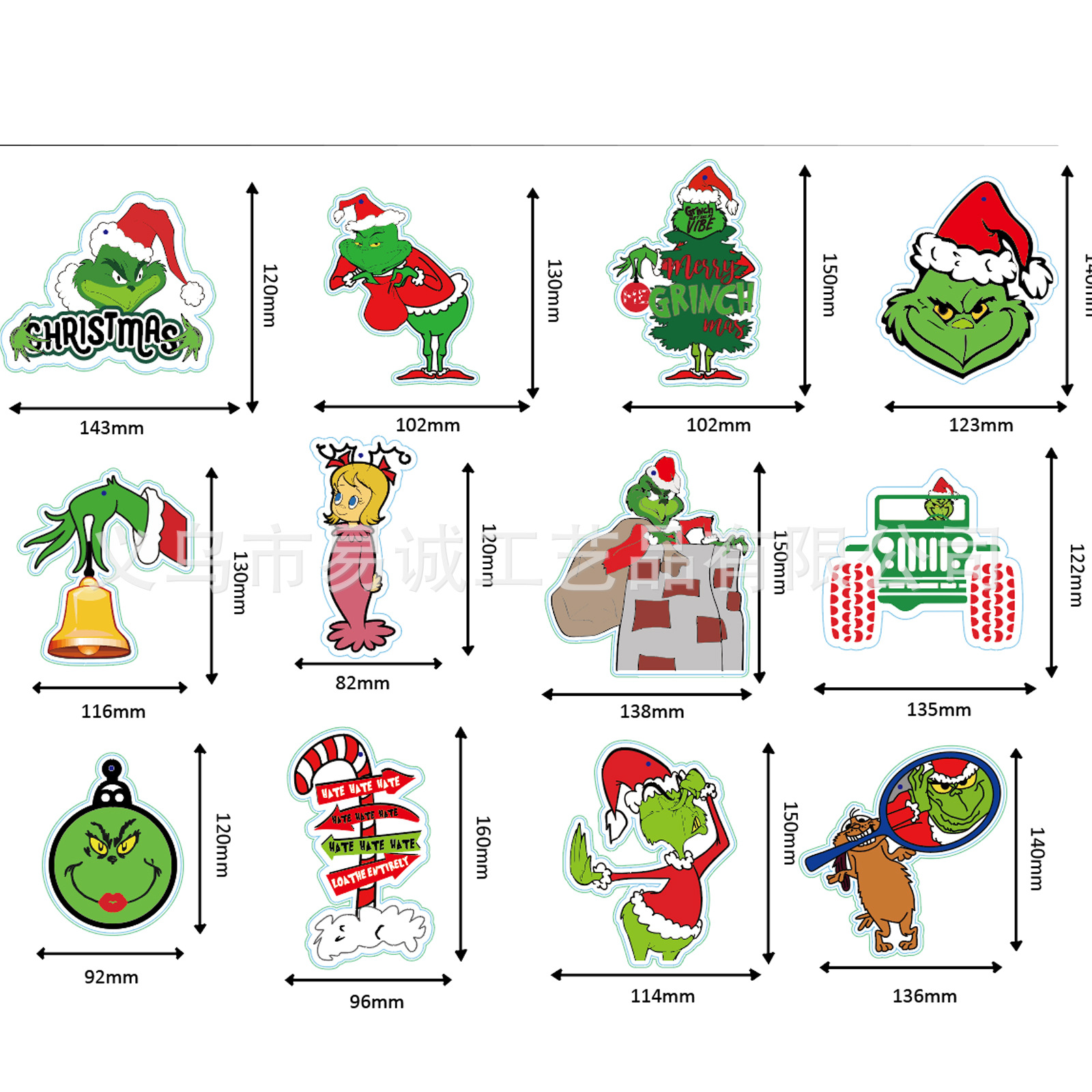 Picture of Grinch Theme Party Hanging Ornaments Hanging Ornaments Gift Hanging Tugs Decorative Hanging Tugs Christmas Tree Paper Card Pendant Ornaments
