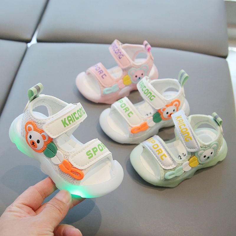 2024 summer new 0-1-3-6 years old children's sandals children's shoes luminous toddler shoes soft