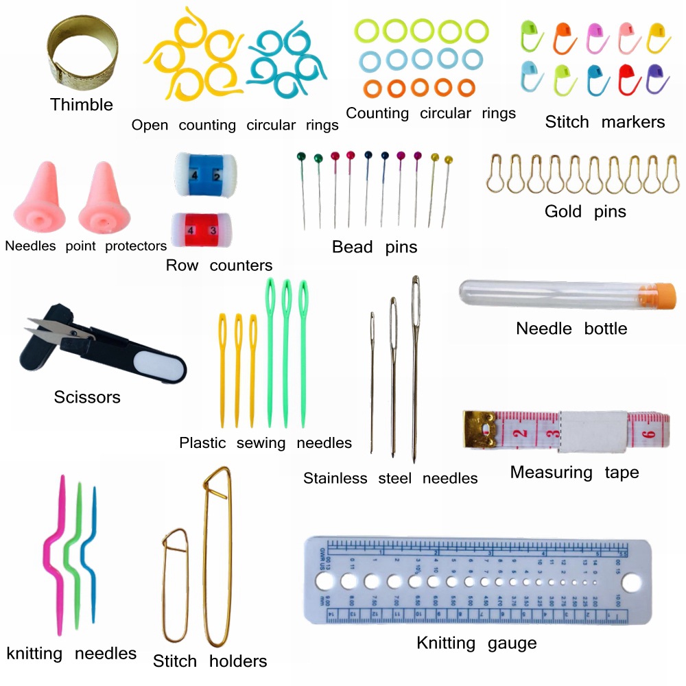 Picture of Cross-border wholesale full set of handmade crochet wool knitting tools hook knitting bag rainbow TPR soft handle crochet suit