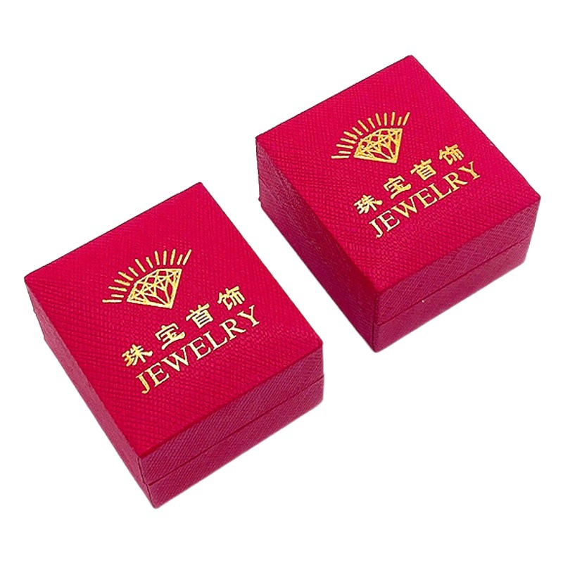 Red Mesh Ring Box Wedding Jewelry Packaging Box Ticket Plaid Rubber Box Earring Box Gold Earring Box