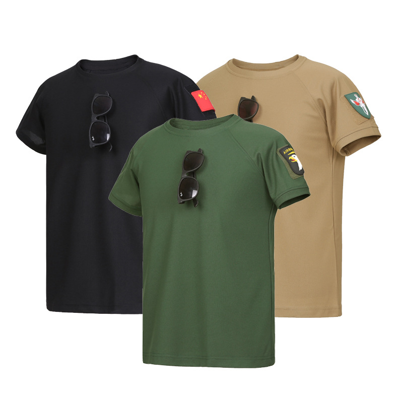 Picture of Summer Elastic Short-Sleeved T-Shirt Men's Loose Large Size Tactical Short-Sleeved Elastic Quick-Drying Military Fan Training Uniform T-Shirt