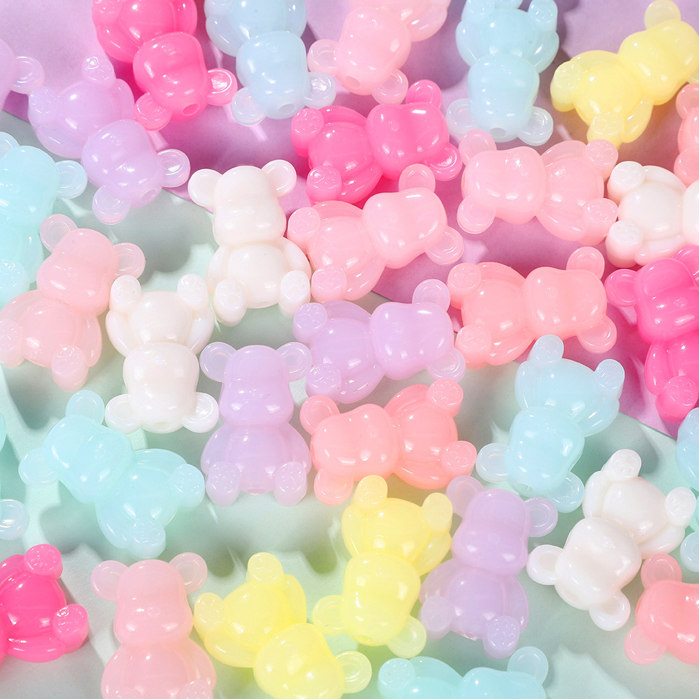 Picture of Acrylic Love Bow Beaded Color Jelly Bear Five-pointed Star Beaded DIY Mobile Phone Chain Necklace Accessories