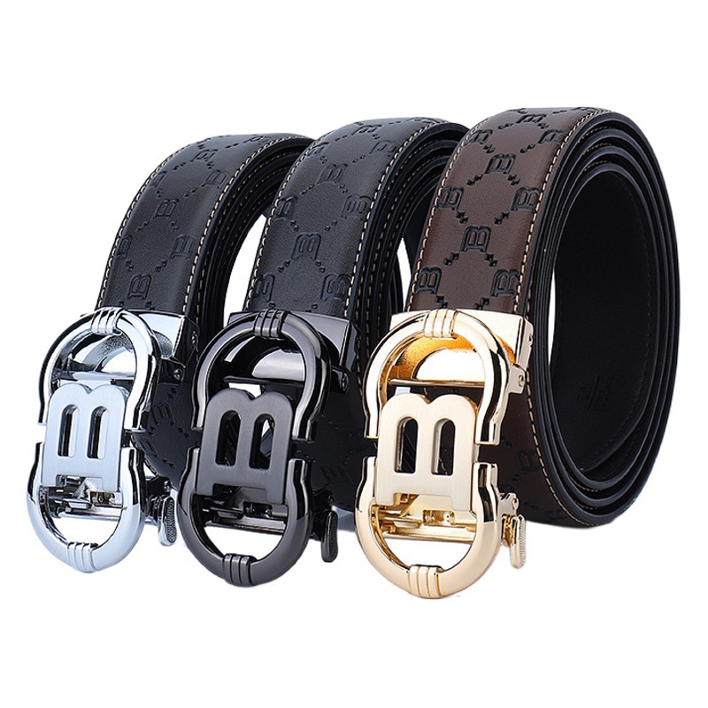 New in stock B Men's Automatic Genuine Leather Cowhide Embossed Belt Men's All-match Business Polaroid Youth Belt Men