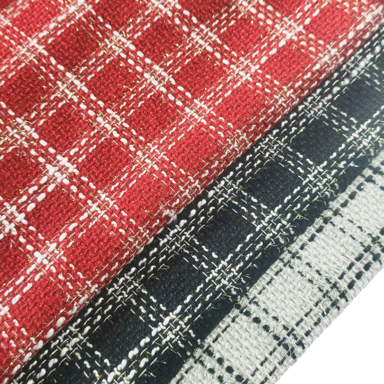 Picture of Tweed, small fragrance, bright silk plaid fabric, girls' outerwear, dresses, bags, shoes, hats, woolen fabrics