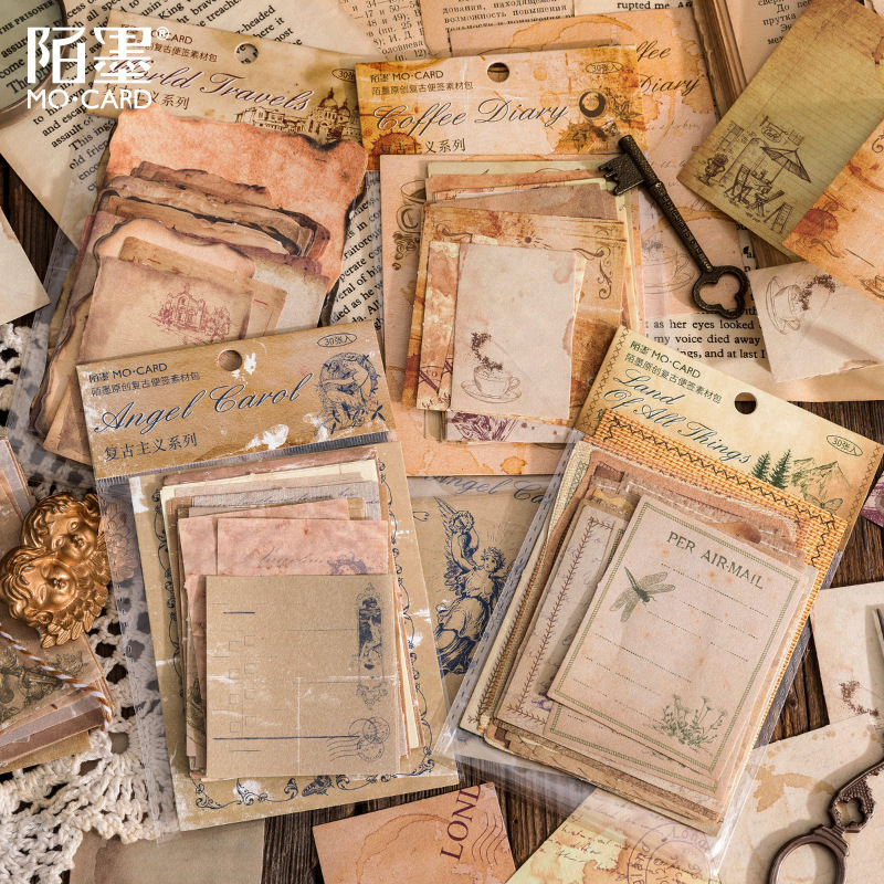 Mo Mo Note Material Pack Retro Series Creative DIY Basic Hand Account Material Message Paper 4