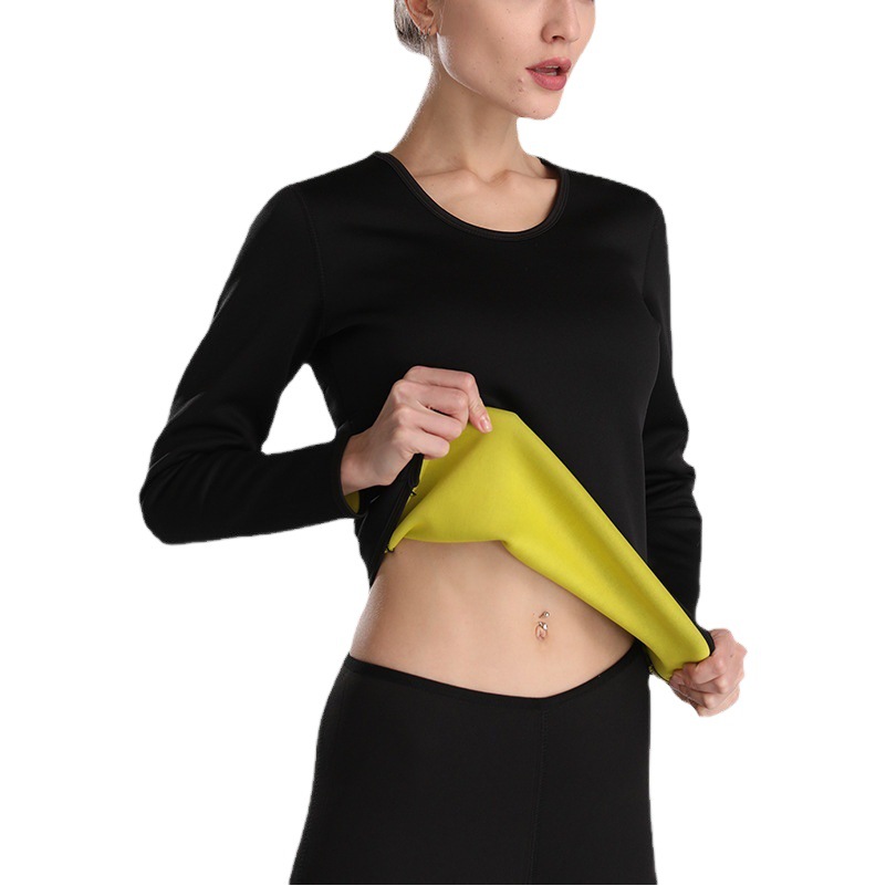 Cross-Border Neoprene Fat Burning Suit Body Shaping Long Shorts Abdominal Control Long Short Sleeve Men and Women Sports Sweat Fitness Suit